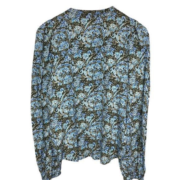 Current/Elliott Women’s Long Sleeve Button Front Blouse Size L Blue 100% Cotton - Picture 3 of 10